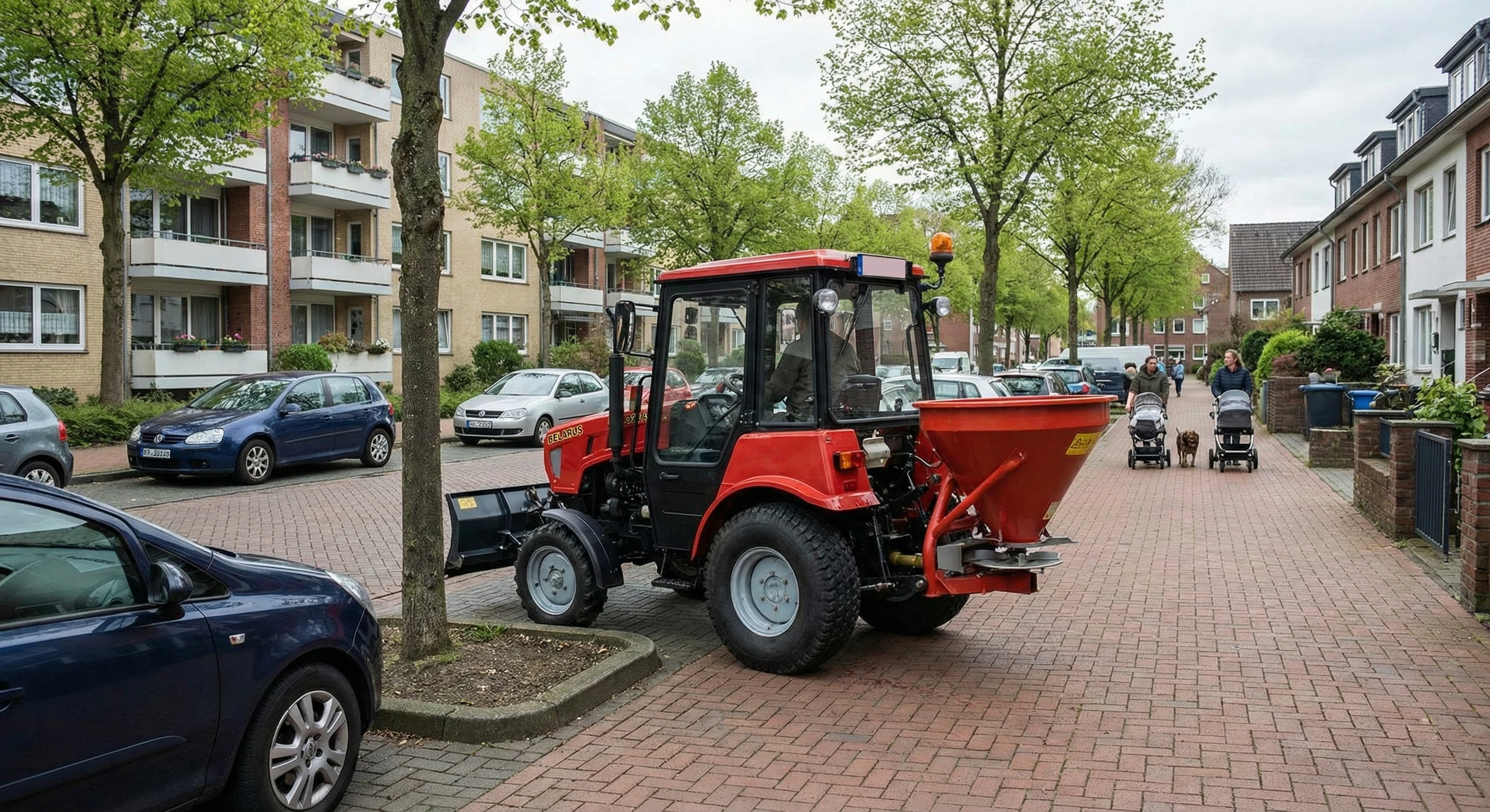 МТЗ-320.4 на узком тротуаре