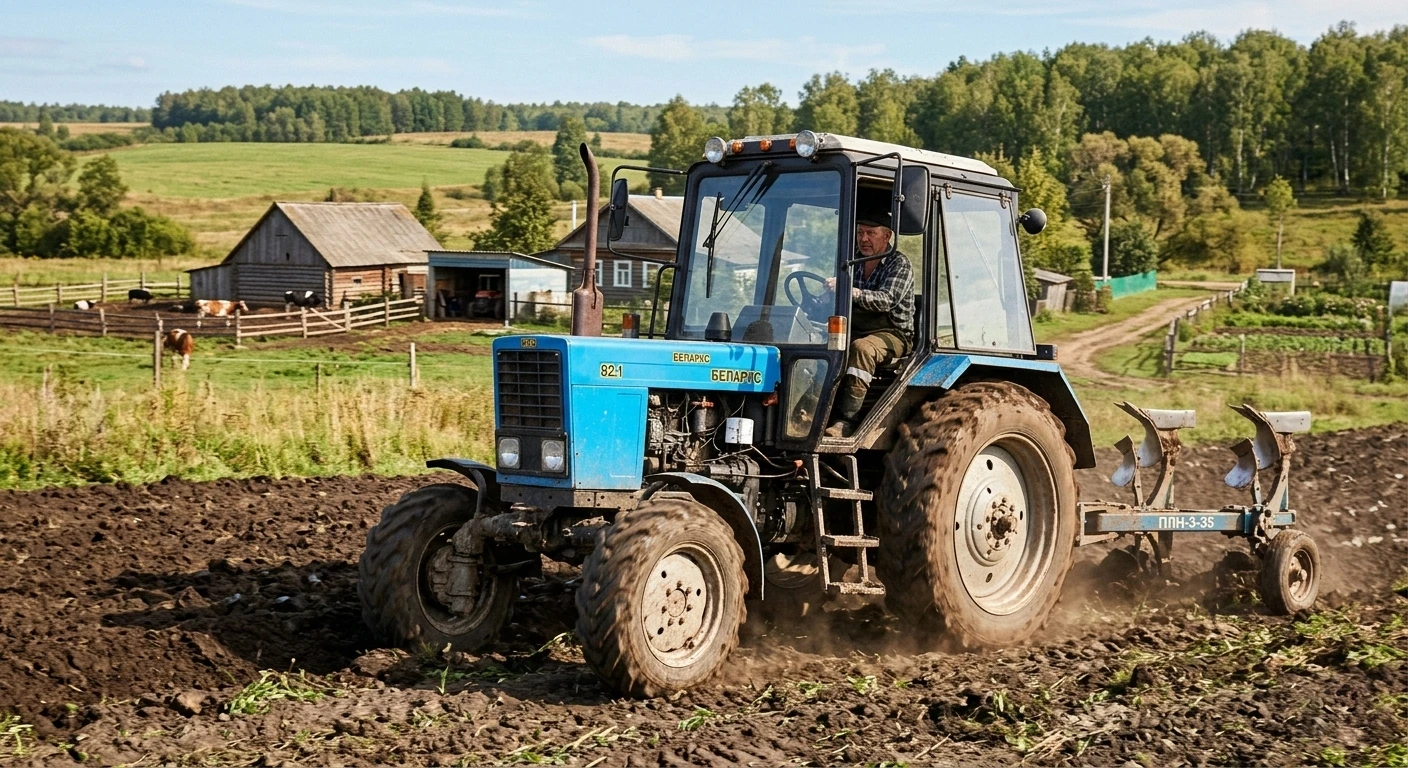 Трактор МТЗ Беларус работает на малом КФХ